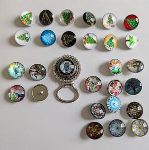Interchangeable Snap Button Eyeglass Holder Brooch Charm Set